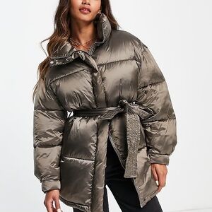 MANGO Belted Puffer Coat